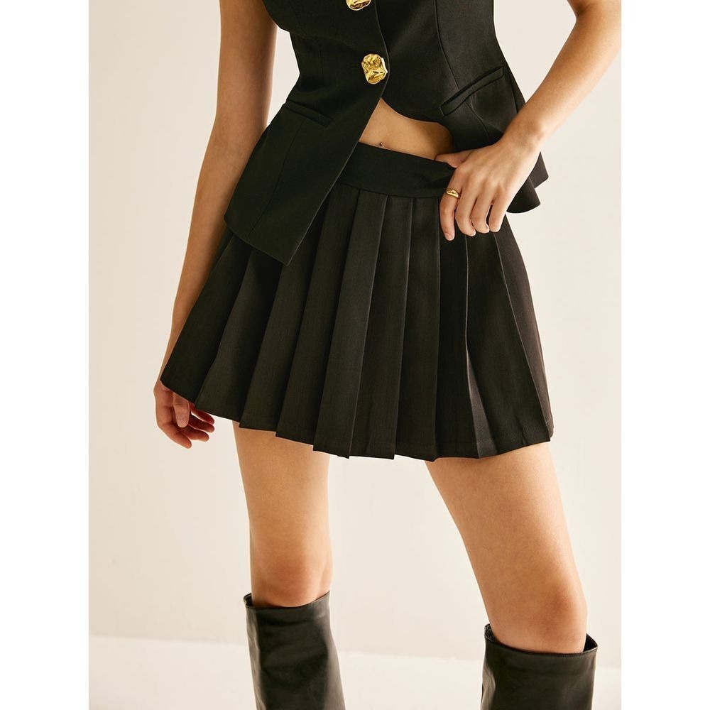 Black Pleated Mini Skirt Preppy Punk Posh